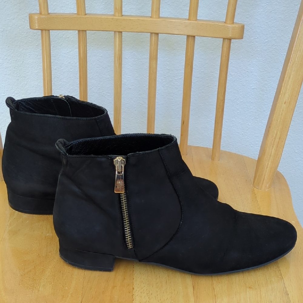 Kurt Geiger Black Ankle Boots with Gold Accent